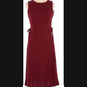 Red Ann Taylor fit/flare dress, size M.